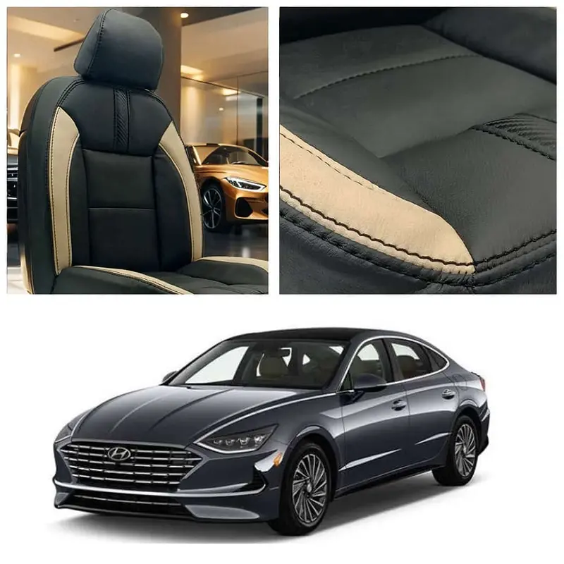 Hyundai Sonata Type R Black Beige Seat Covers 2021 - 2024 1