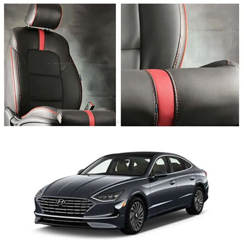 Hyundai Sonata Type R Black Red Seat Covers 2021 - 2024 1