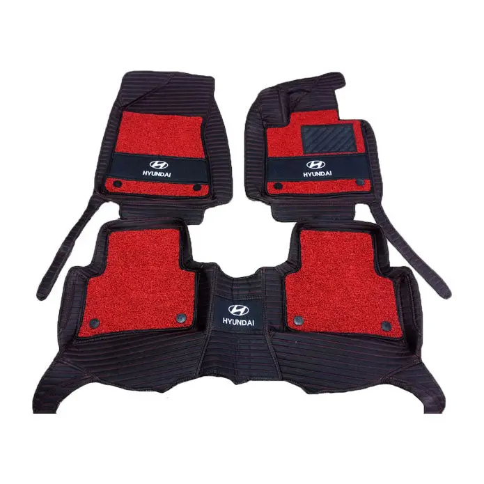 Hyundai Tucson 10D Lining Floor Mats - Mix Thread 3 Pcs 2020 - 2025 - - Black With Red Grass 2