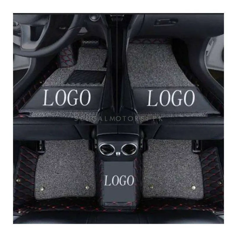 Hyundai Tucson 10D Lining Floor Mats - Mix Thread Black With Grey Gras 2020 - 2025 - With Logo - 3 Pcs Set 1
