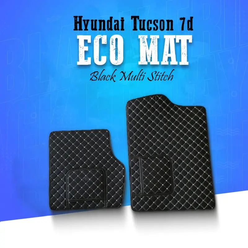Hyundai Tucson 7D Back Seat Eco Mat Black Multi Stitch 2Pc 1