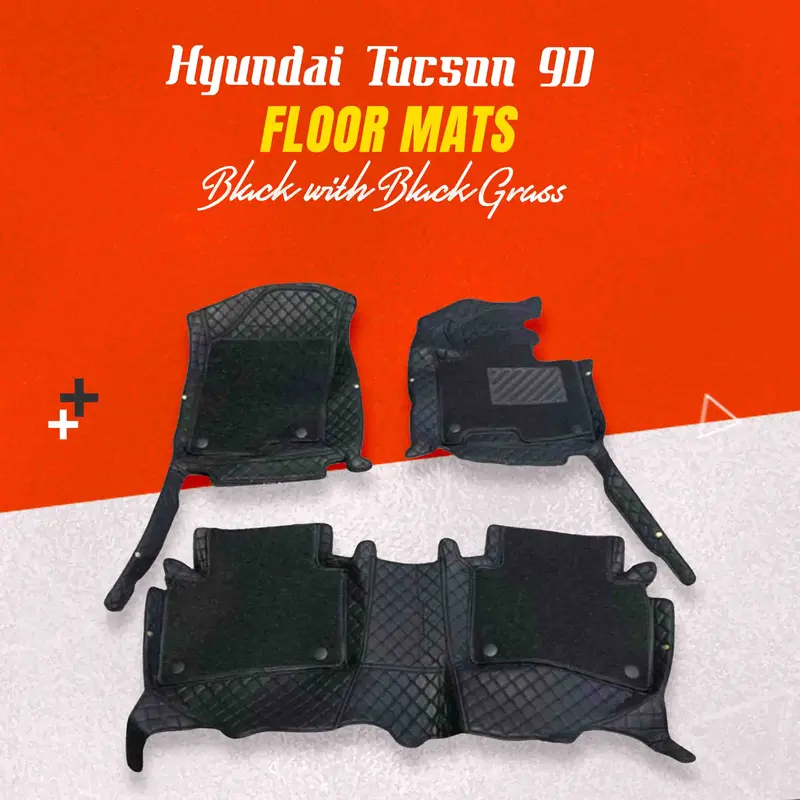 Hyundai Tucson 9D Floor Mats Black With Black Grass 3 Pcs 2020 - 2025 1