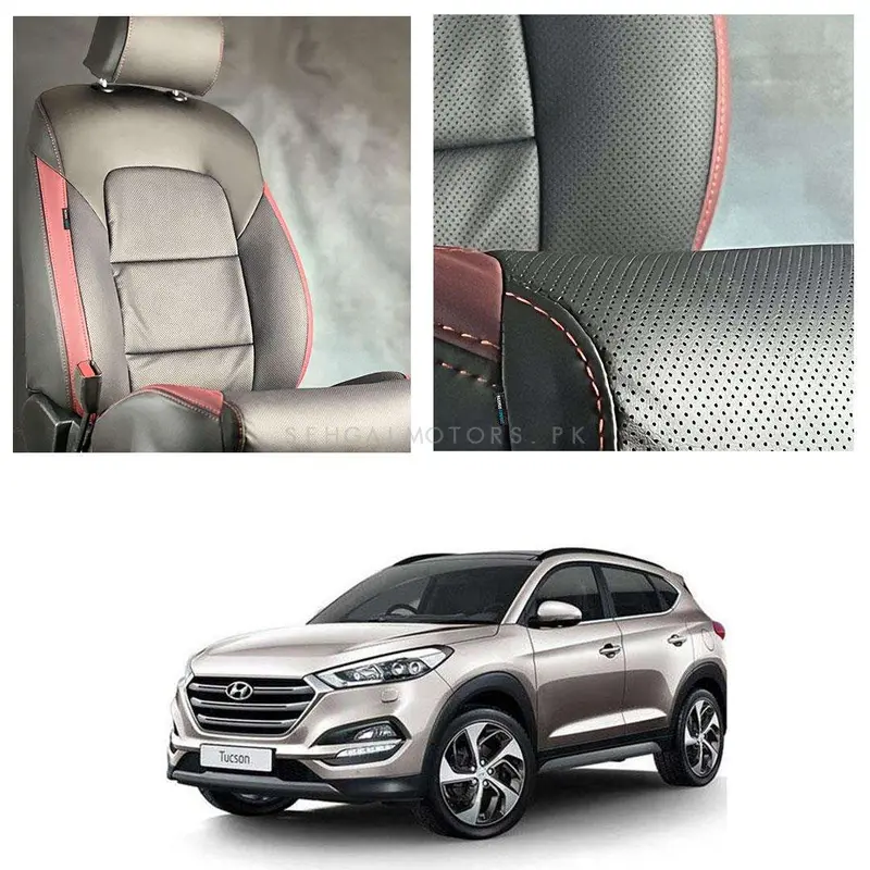 Hyundai Tucson Breathable Black Red Seat Covers 2020 - 2024 1