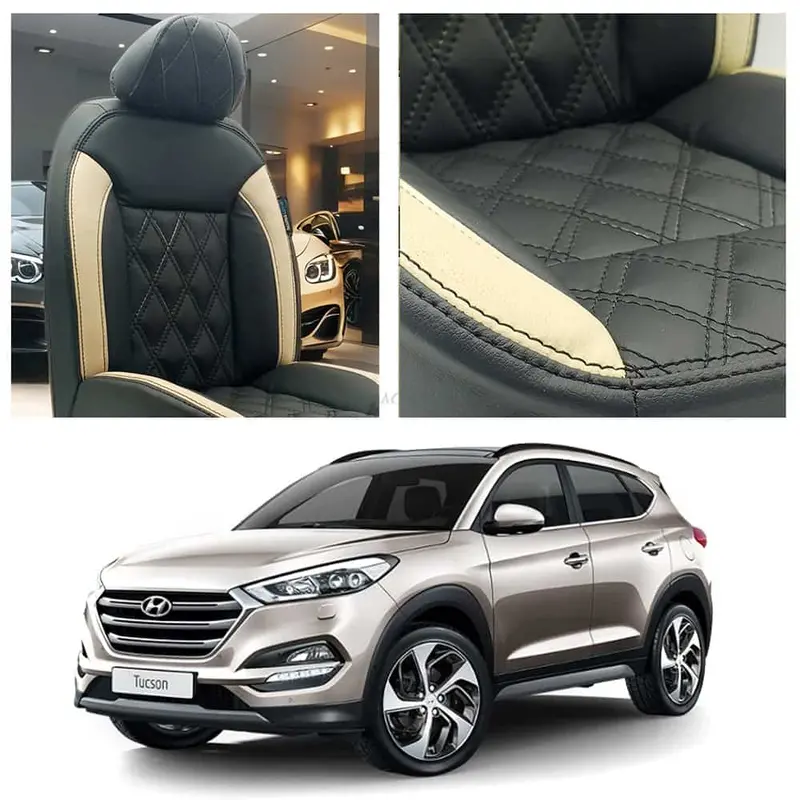 Hyundai Tucson Diamond Cut Black Beige Seat Covers 2020 - 2024 1