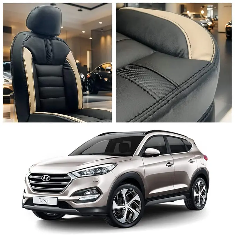 Hyundai Tucson Hockey Design Black Beige Seat Covers 2020 - 2024 1