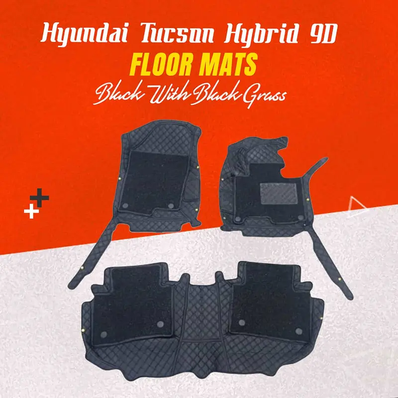 Hyundai Tucson Hybrid 9D Floor Mats Black With Black Grass 3 Pcs 2025 - 2026 1