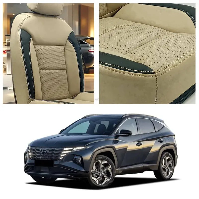 Hyundai Tucson Hybrid Breathable Beige Black Seat Covers 2025 - 2026 1