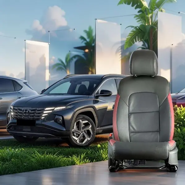 Hyundai Tucson Hybrid Breathable Black Red Seat Covers 2025 - 2026 1