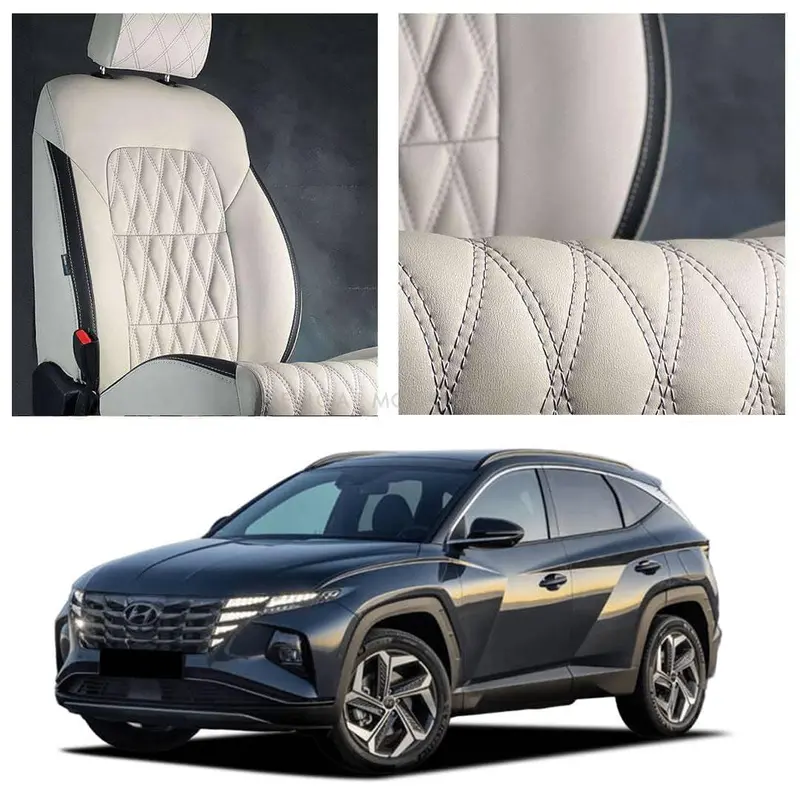 Hyundai Tucson Hybrid Diamond Cut Beige Black Seat Covers 2025 - 2026 2