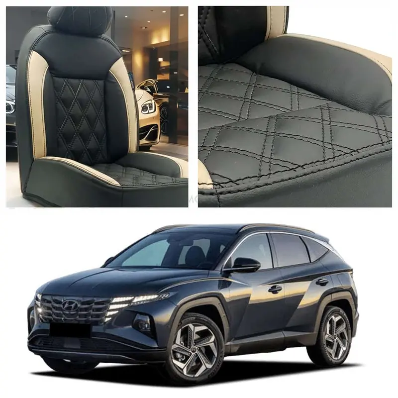 Hyundai Tucson Hybrid Diamond Cut Black Beige Seat Covers 2025 - 2026 1