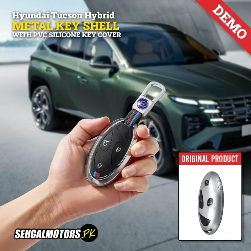 Hyundai Tucson Hybrid Metal Key Shell With Pvc Silicone Key Cover 2025 - 2026 - - 3 Buttons 1