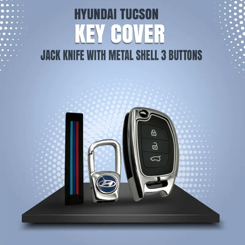 Hyundai Tucson Jack Knife Metal Key Shell Case Cover 3-Button 2020 - 2024 1