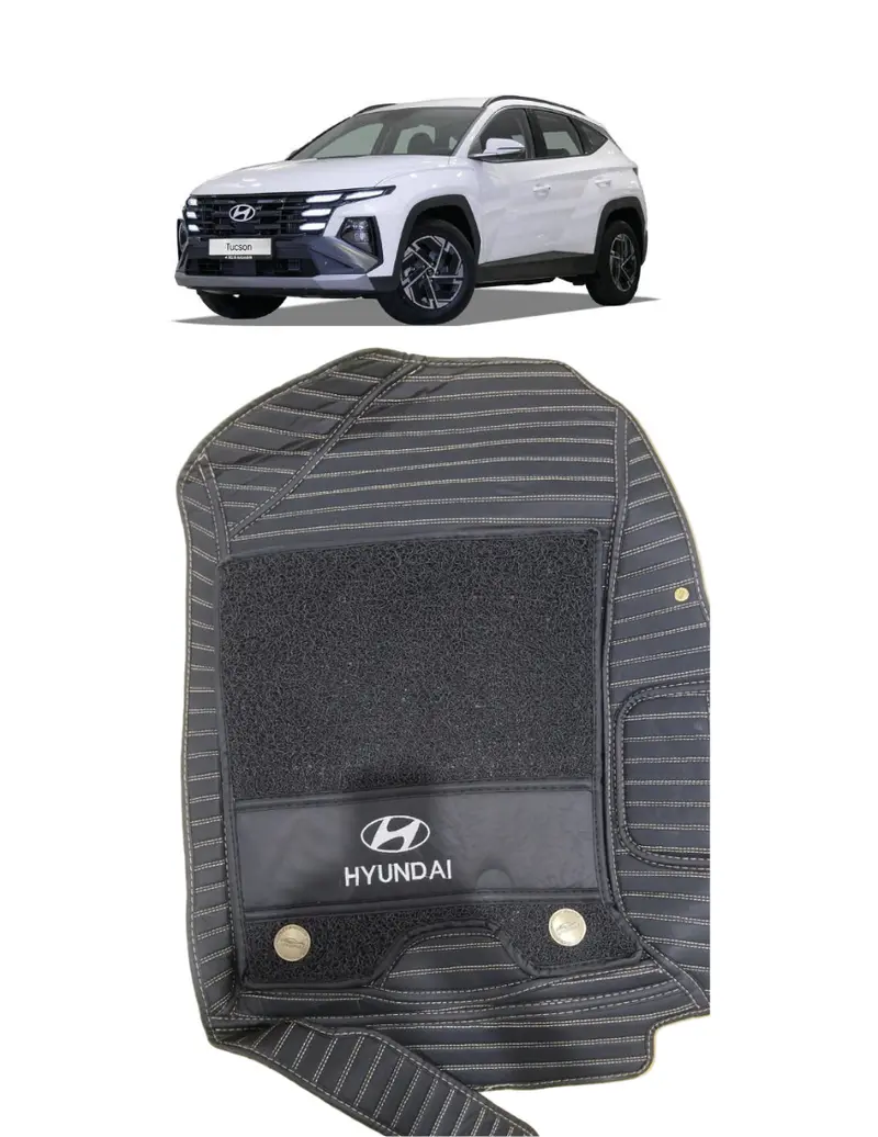 Hyundai Tucson New 10D Floor Mat Black With Beige Stitch Model 2025 1