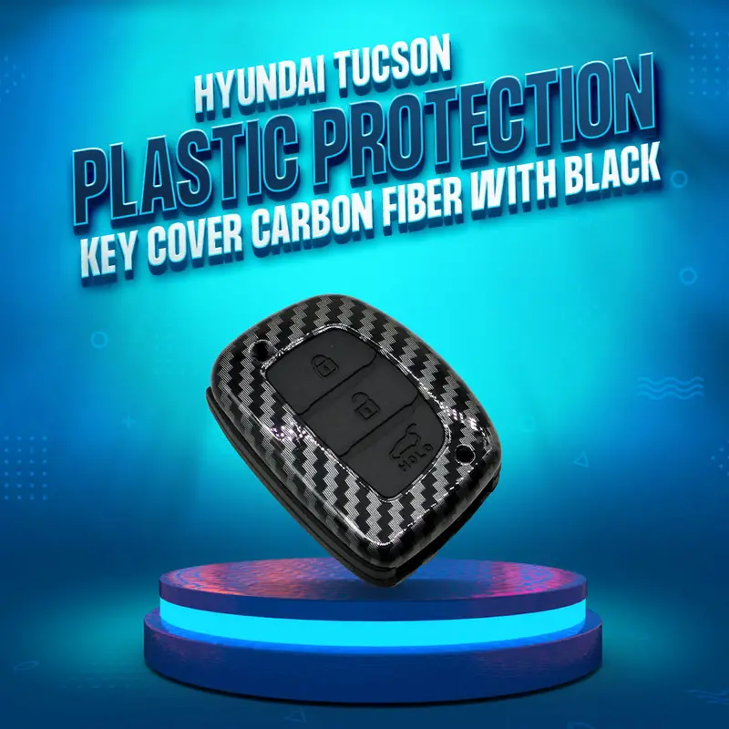 Hyundai Tucson Plastic Key Cover Carbon Fiber With Black Pvc 2020 - 2024 - 3 Buttons 1