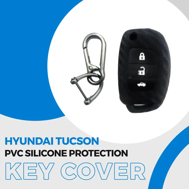 Hyundai Tucson Pvc Silicone Protection Key Cover 3 Button 2020 - 2024 - With Keychain 1