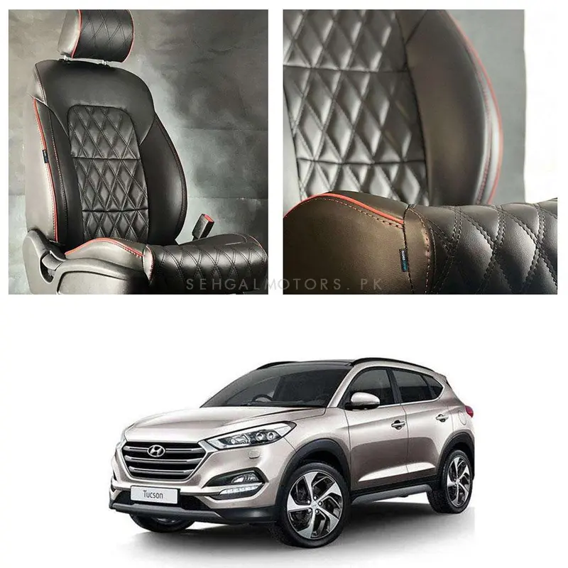 Hyundai Tucson Seat Covers Ferrari Style Black 2020 - 2024 - Japanese Rexine 1