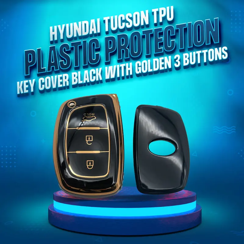 Hyundai Tucson Tpu Key Cover Black With Golden 3 Buttons 2020 - 2024 1