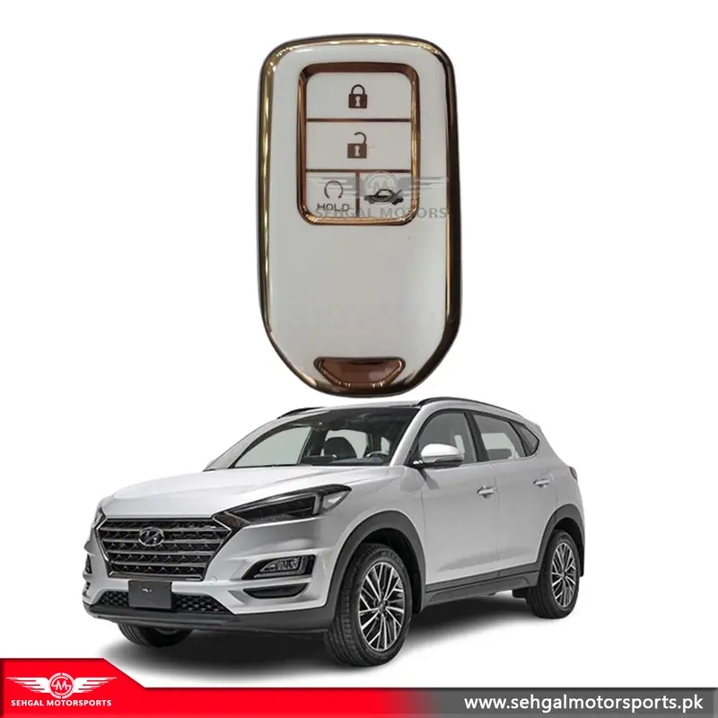 Hyundai Tucson TPU Key Protector – Gold Accent Band (2020–2022)