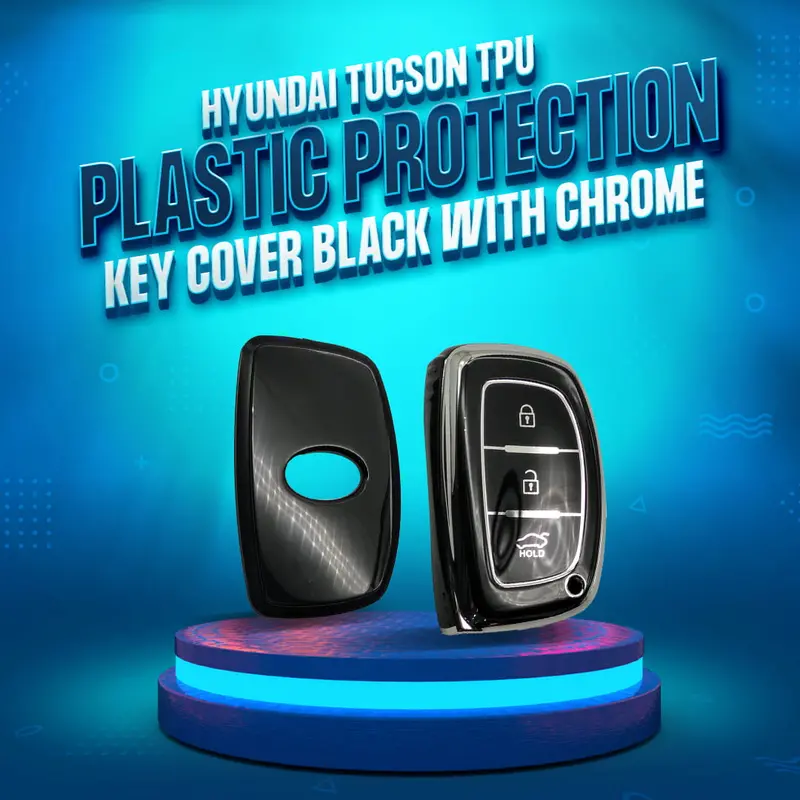 Hyundai Tucson Tpu Plastic Protection Key Cover Black With Chrome 2020 - 2024 1