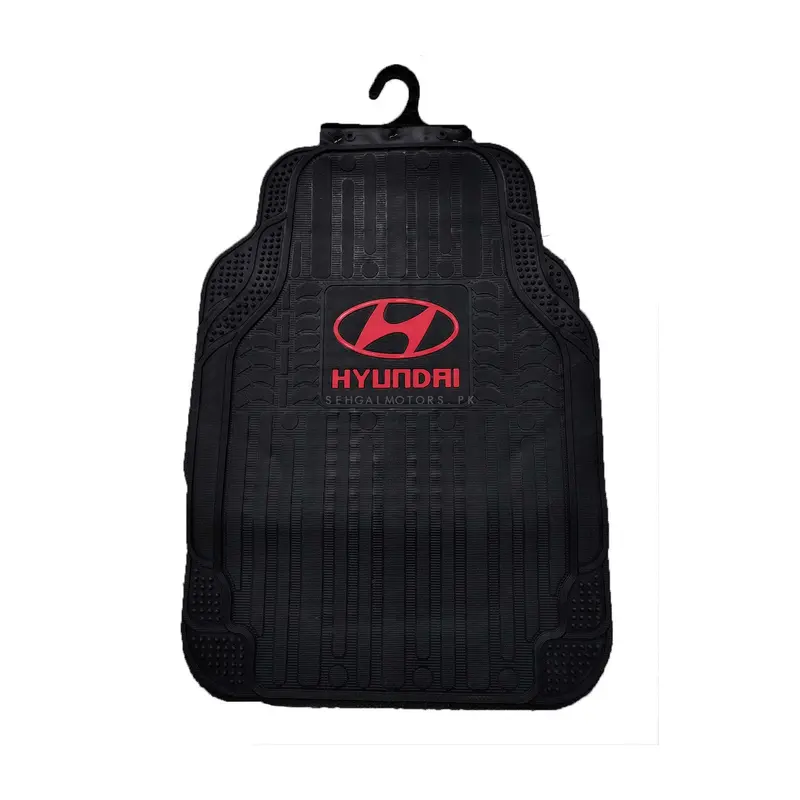 Hyundai Universal Pvc Rubber Floor Mat Black Mix Design 5 Pcs - Foot Mat For Car 2