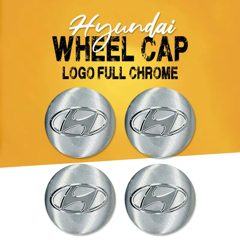 Hyundai Wheel Cap Logo Full Chrome - 4 Pieces - Center Hub Badge 1