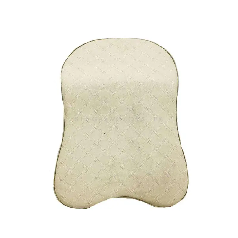 Imported Leather Style Back & Neck Rest Care Cushion 7 D Beige Diamond - Stitch 2