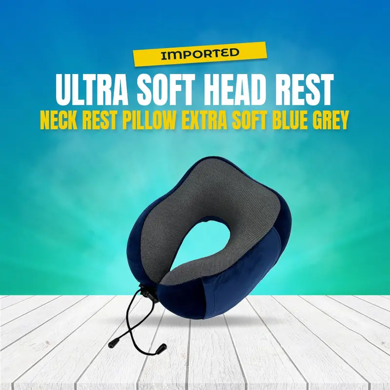 Imported Ultra Soft Head Rest Neck Rest Pillow Extra Soft Blue Grey 1