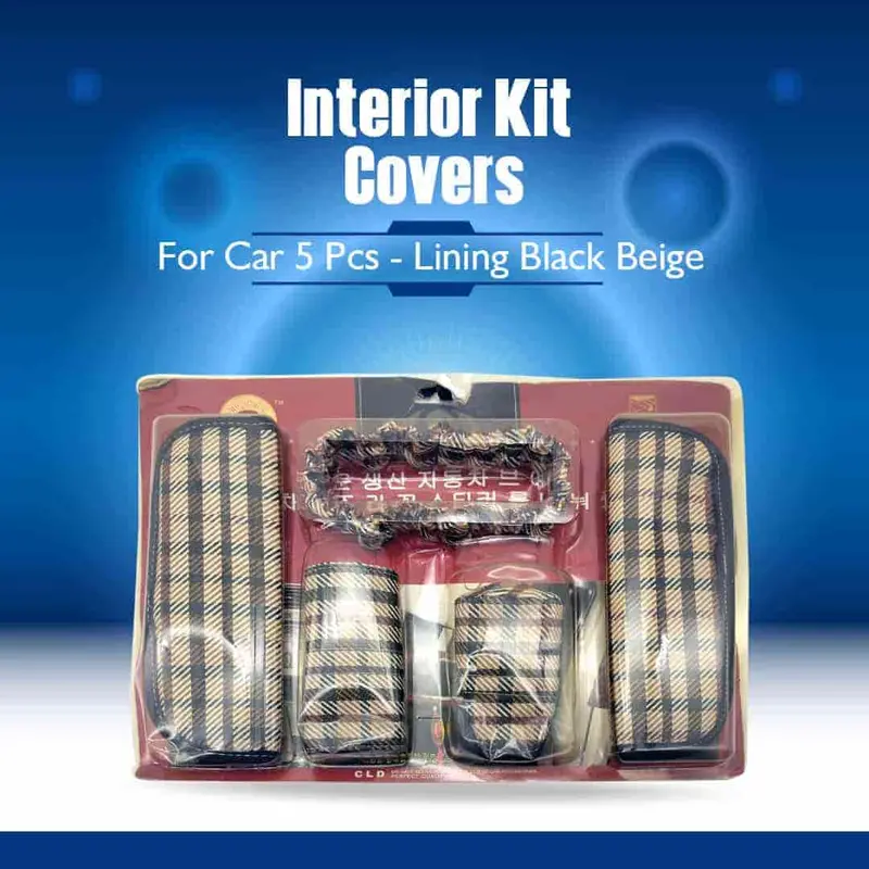 Interior Kit Covers For Car 5 Pcs - Lining Black Beige 1