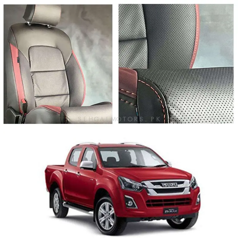 Isuzu D-Max Breathable Black Red Seat Covers 2018 - 2021 1