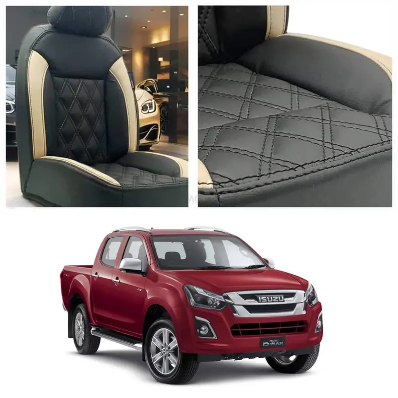 Isuzu D-Max Diamond Cut Black Beige Seat Covers 2018 - 2021 1