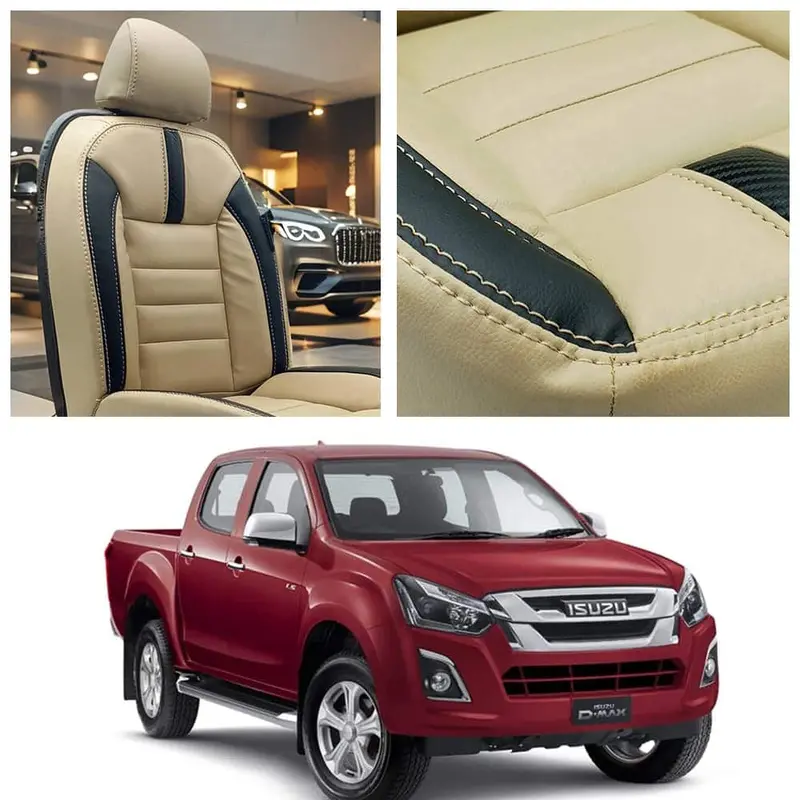 Isuzu D-Max Hockey Design Beige Black Seat Covers 2018 - 2021 1