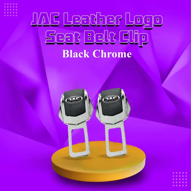 Jac Leather Logo Seat Belt Clip Black Chrome 1