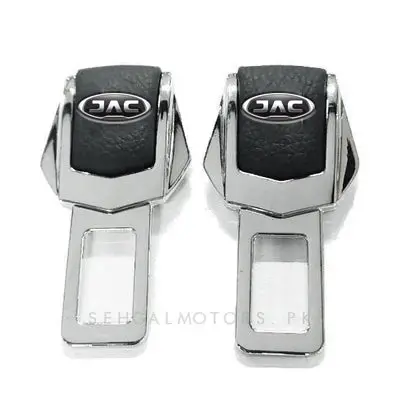 Jac Leather Logo Seat Belt Clip Black Chrome 2