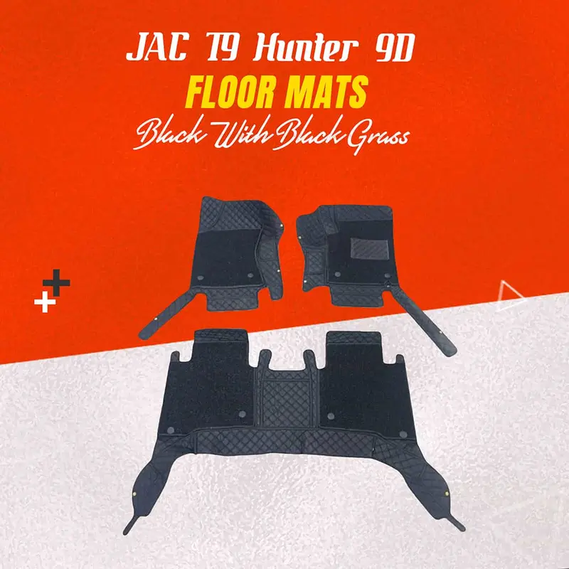 Jac T9 Hunter 9D Floor Mats Black With Black Grass 3 Pcs 2025 - 2026 1