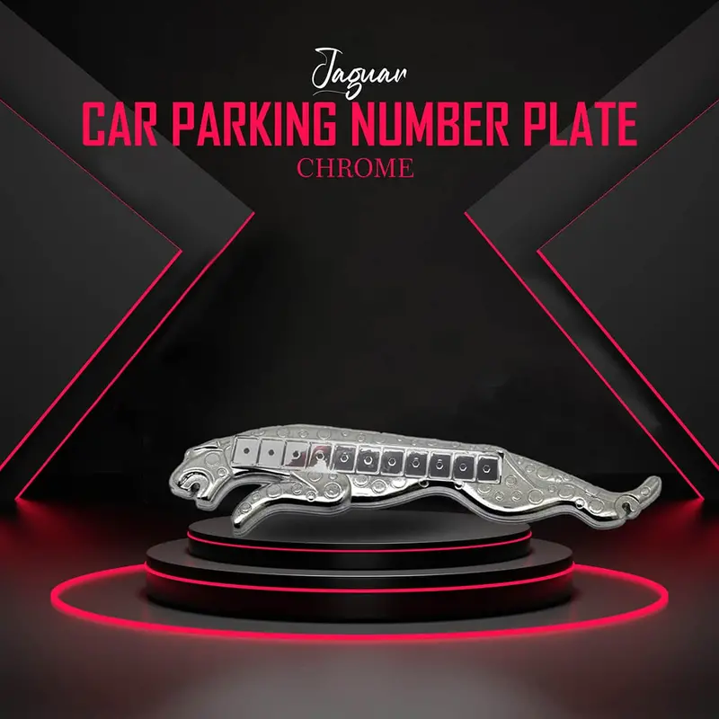 Jaguar Car Parking Number Plate - Chrome 1