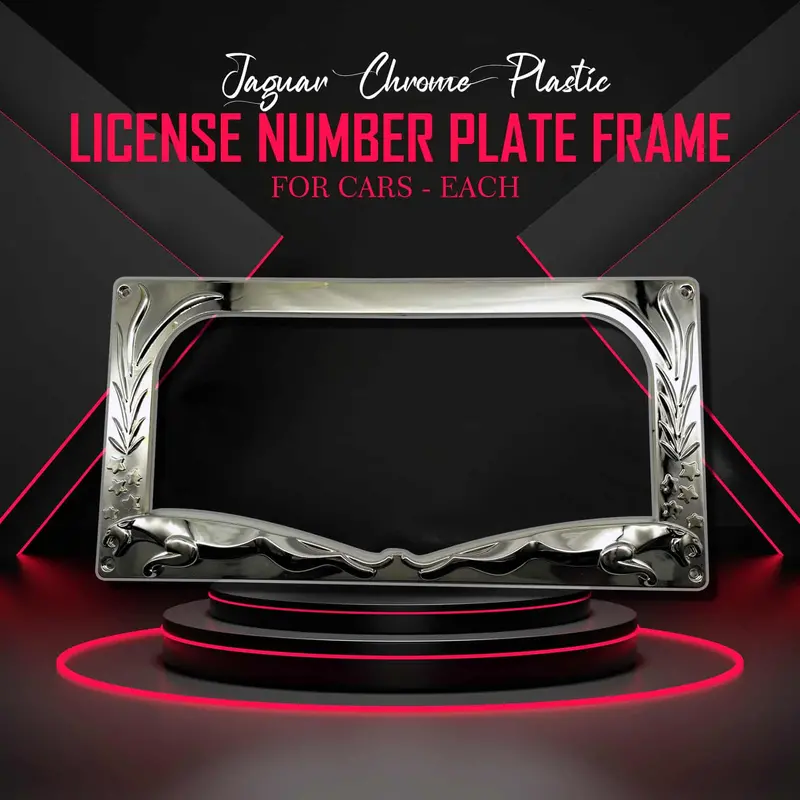 Jaguar Chrome Plastic License Number Plate Frame For Cars - Each 1