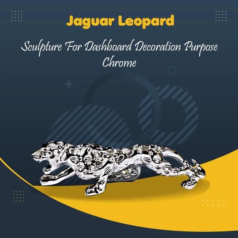 Jaguar Leopard Sculpture For Dashboard Decoration - Chrome 1