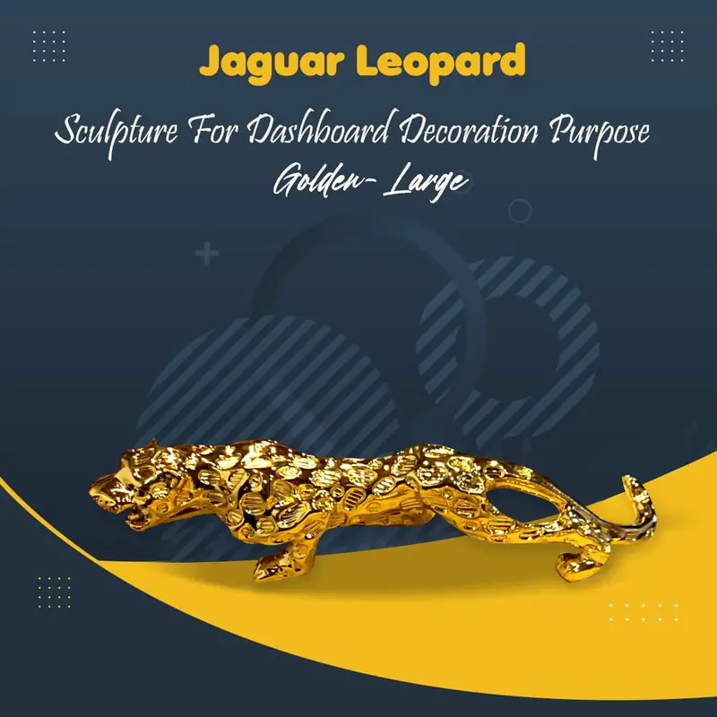Jaguar Leopard Sculpture For Dashboard Decoration - Golden Large 1