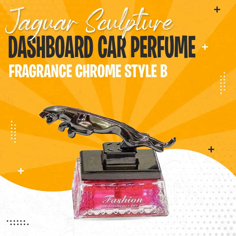 Jaguar Sculpture Dashboard Car Perfume Fragrance Chrome Style B 1