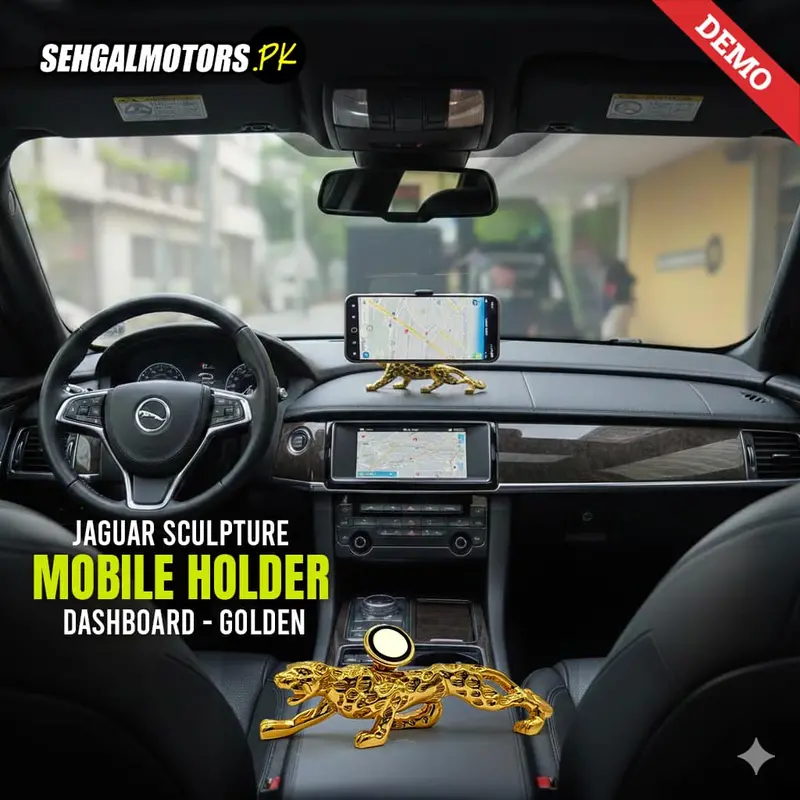 Jaguar Sculpture Dashboard Mobile Holder - Golden - Phone Holder | Mobile Holder | Car Cell Mobile Phone Holder Stand 1