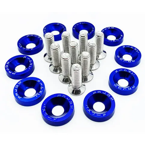 Jdm Fancy Bolts With Washers For Motorcycle Bike And Cars 10 Pcs Set- Blue 2