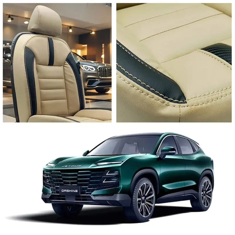 Jetour Dashing Hockey Design Beige Black Seat Covers 2025 - 2026 1