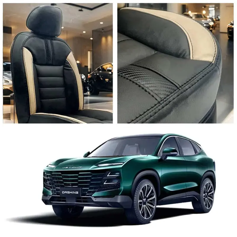 Jetour Dashing Hockey Design Black Beige Seat Covers 2025 - 2026 1