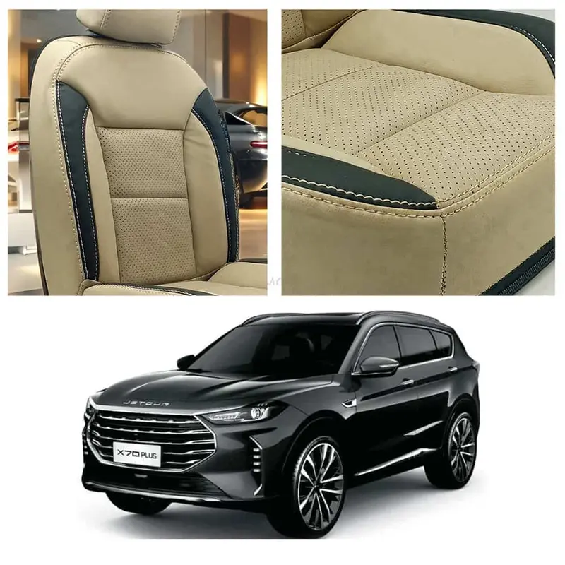 Jetour X70 Plus Breathable Beige Black Seat Covers 2025 - 2026 1