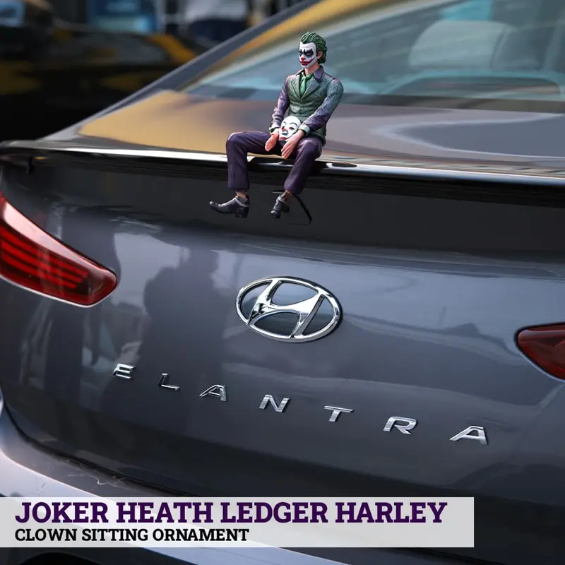 Joker Heath Ledger Harley Clown Sitting Ornament - Rear Roof Pendant Car Rear Exterior Ornaments 1