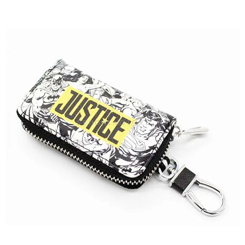 Justice Zipper Matte Leather Key Cover Pouch With Keychain Ring 2