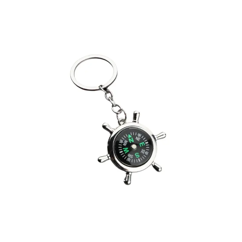 Key Chain Compass In Ship Wheel Chrome 1