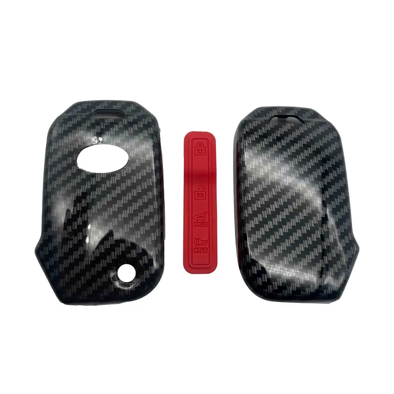 Kia Alpha Jack Knife Plastic Key Cover 4 Buttons 2019 - 2025 - - Carbon Fiber With Red 2