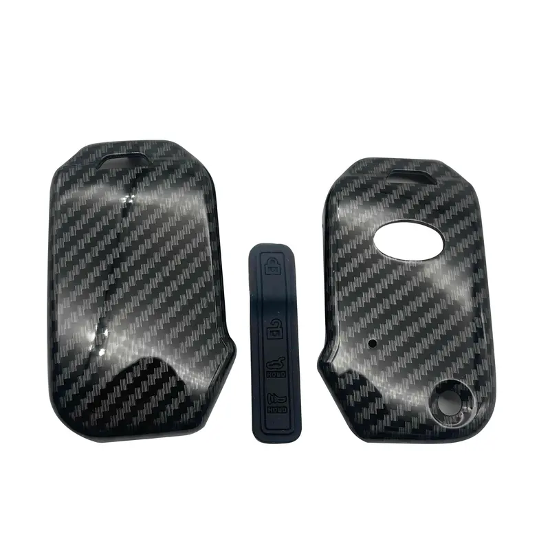 Kia Alpha Jack Knife Plastic Protection Key Cover 4 Buttons 2019 - 2025 - Carbon Fiber With Black Pvc 2