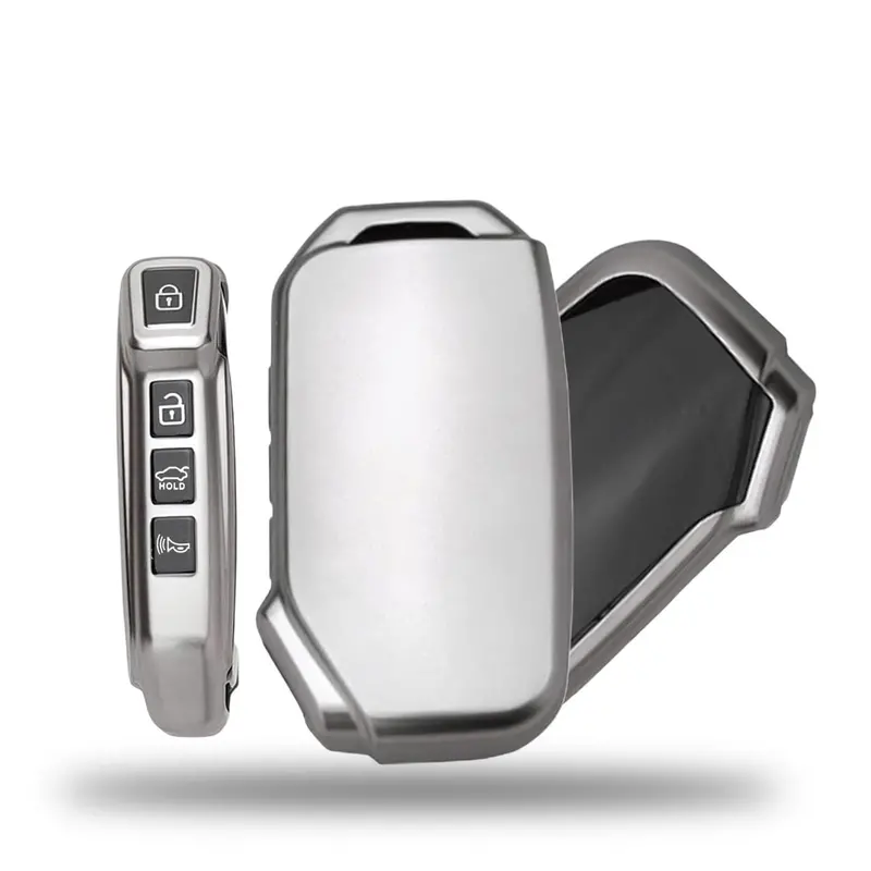 Kia Alpha Jack Knife Tpu Key Cover Chrome With Black 4 Buttons 2019 - 2025 2